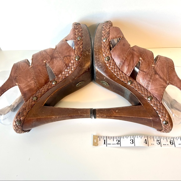 FRYE Leather Dara Stitch Campus Platform Cut Out Sandals—SZ. 10 - Picture 8 of 13